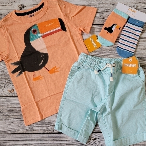 Toucan Outfit T-Shirt Shorts Socks Outfit Tropical Summer Outfit - Picture 1 of 6